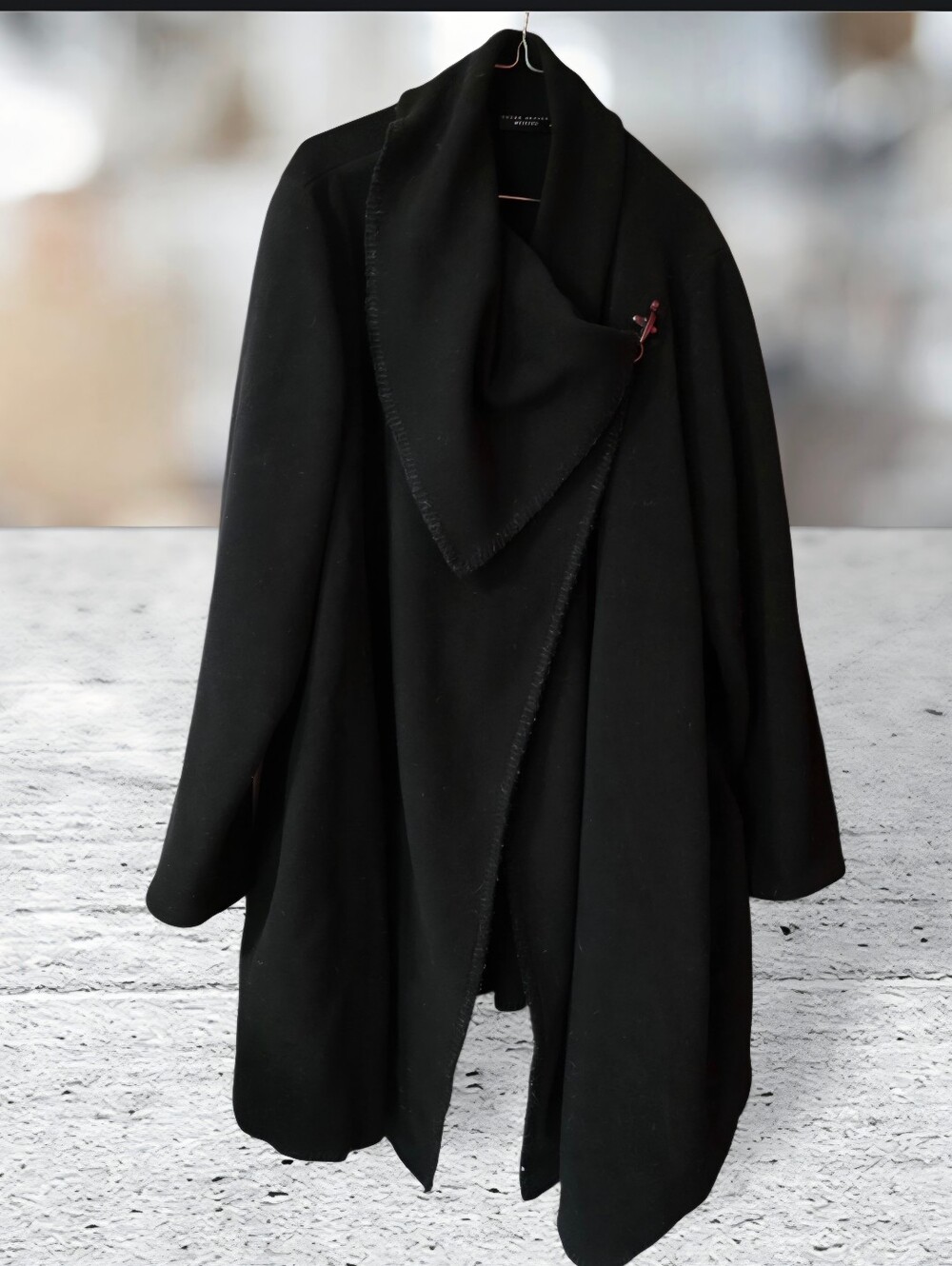 🏔 Susan Graver Black Draped Wrap Coat with Shawl Collar